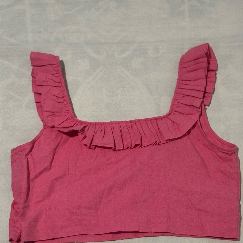 Express Women's Pink Ruffle Tank Top - Picture 2 of 3